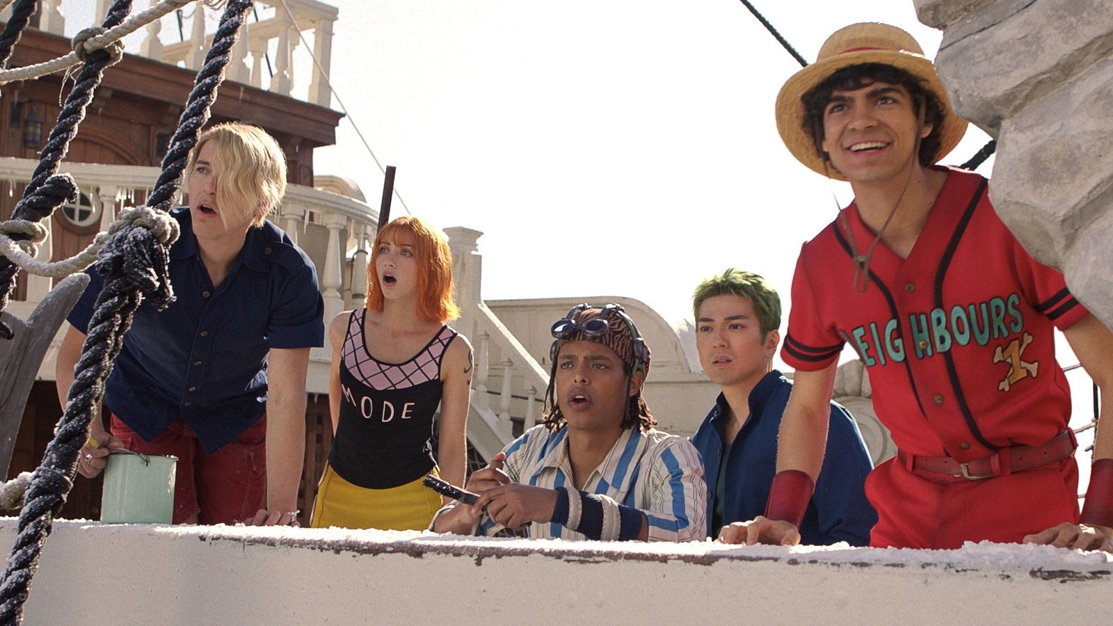 One Piece Live Action Straw Hat crew group on ship