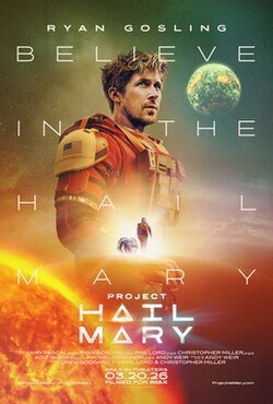 Project Hail Mary official film poster featuring Ryan Gosling as Ryland Grace