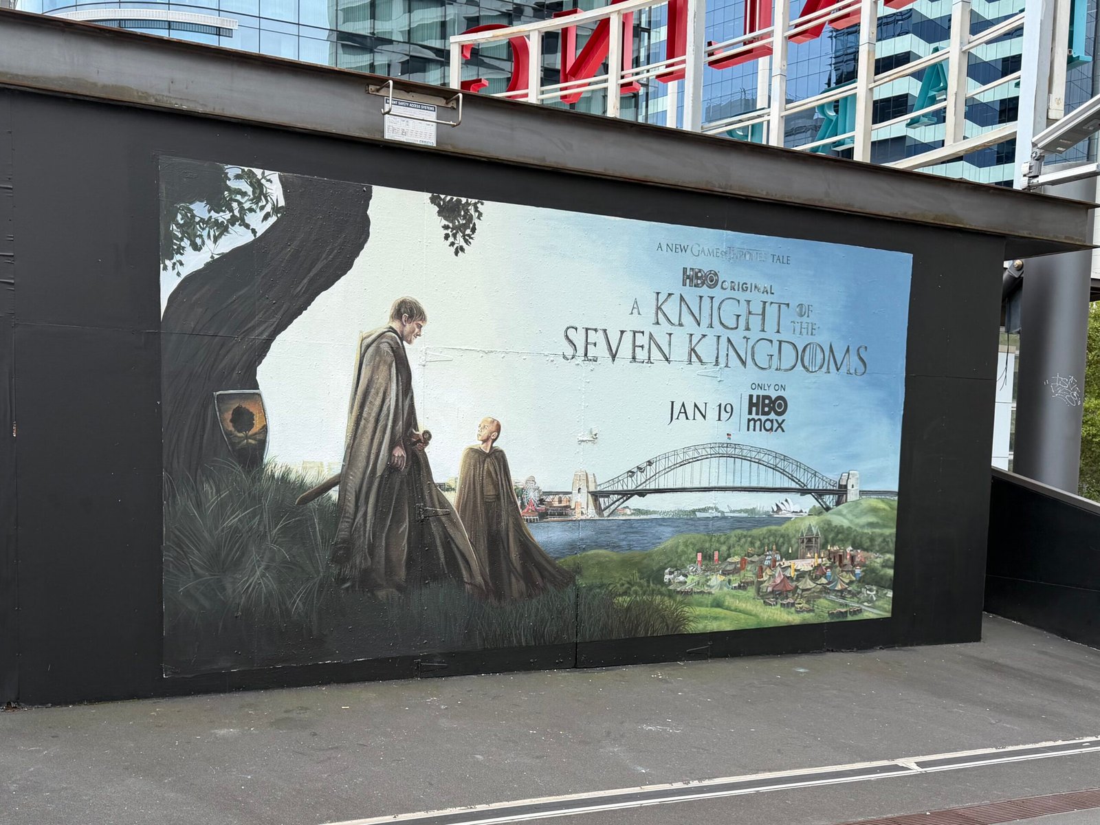 A Knight of the Seven Kingdoms HBO promotional mural painted in Sydney 2026