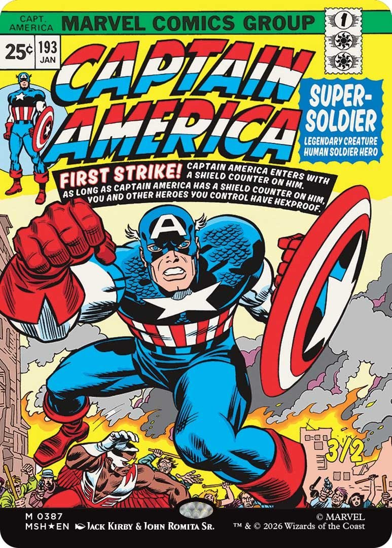 Captain America — Borderless Source Material Treatment Captain America Super Soldier premium borderless treatment MTG Marvel Super Heroes
