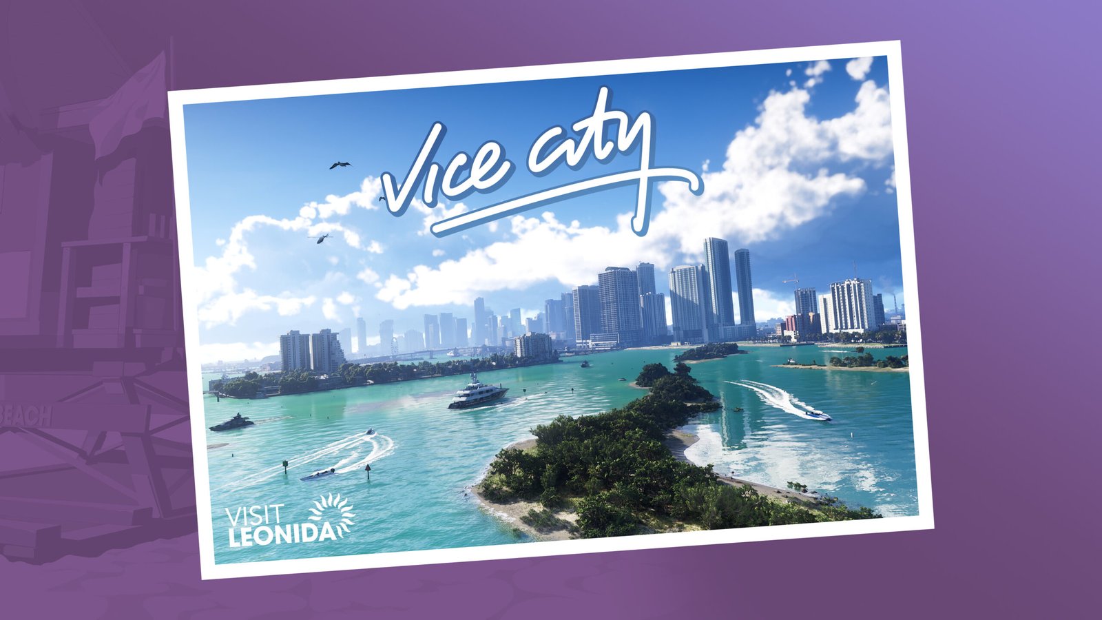 GTA 6 Vice City — neon-lit Miami-inspired skyline and waterfront at night