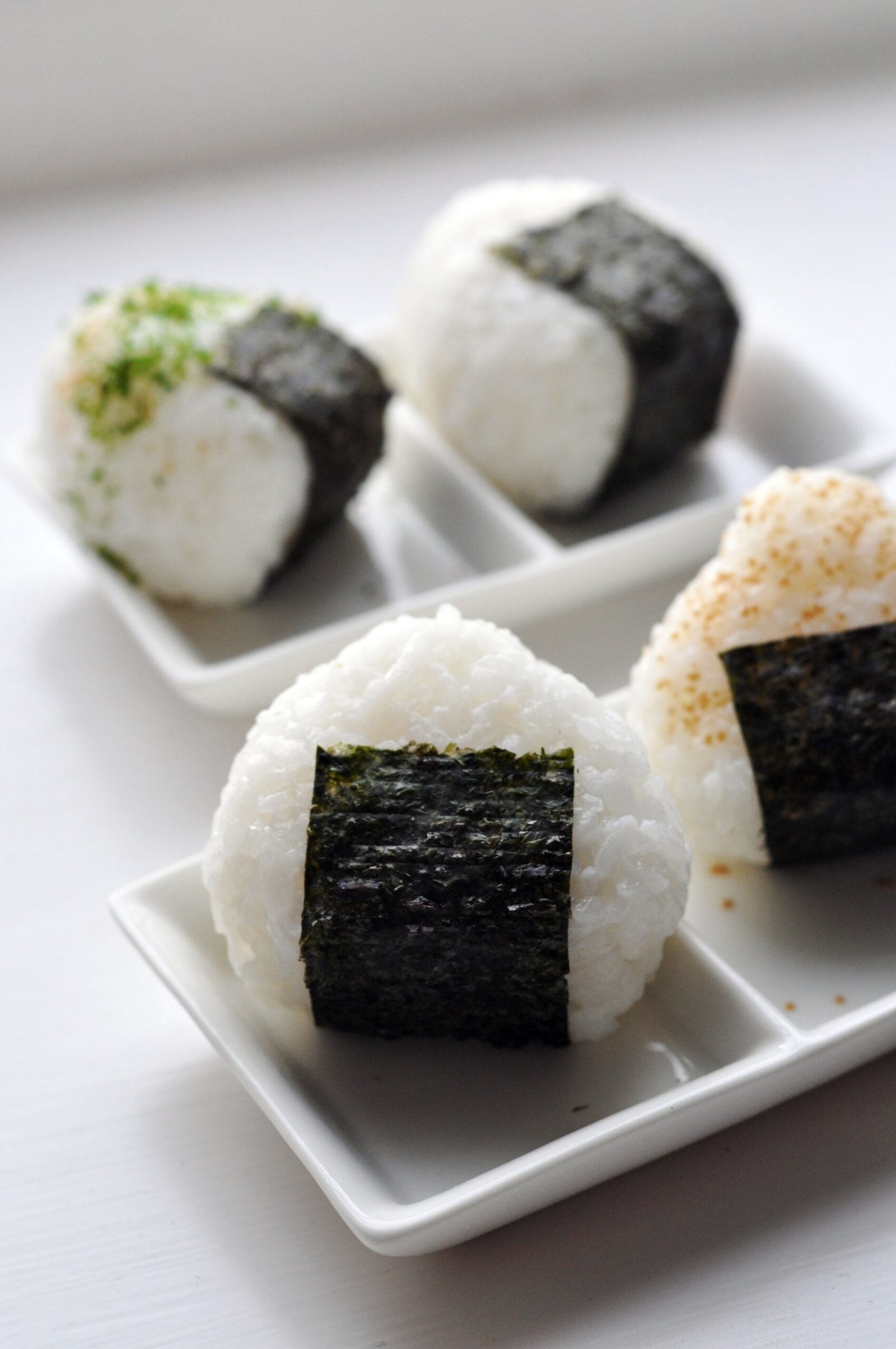 Traditional Japanese onigiri rice balls