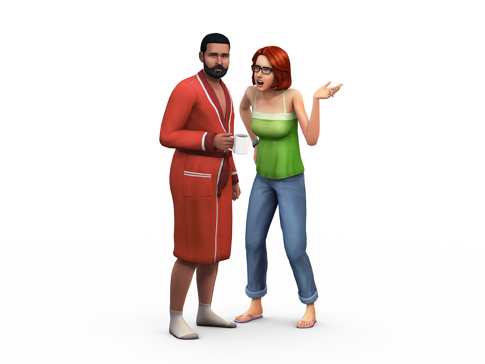 A Sim cooking pancakes in The Sims 4 kitchen — official EA press image