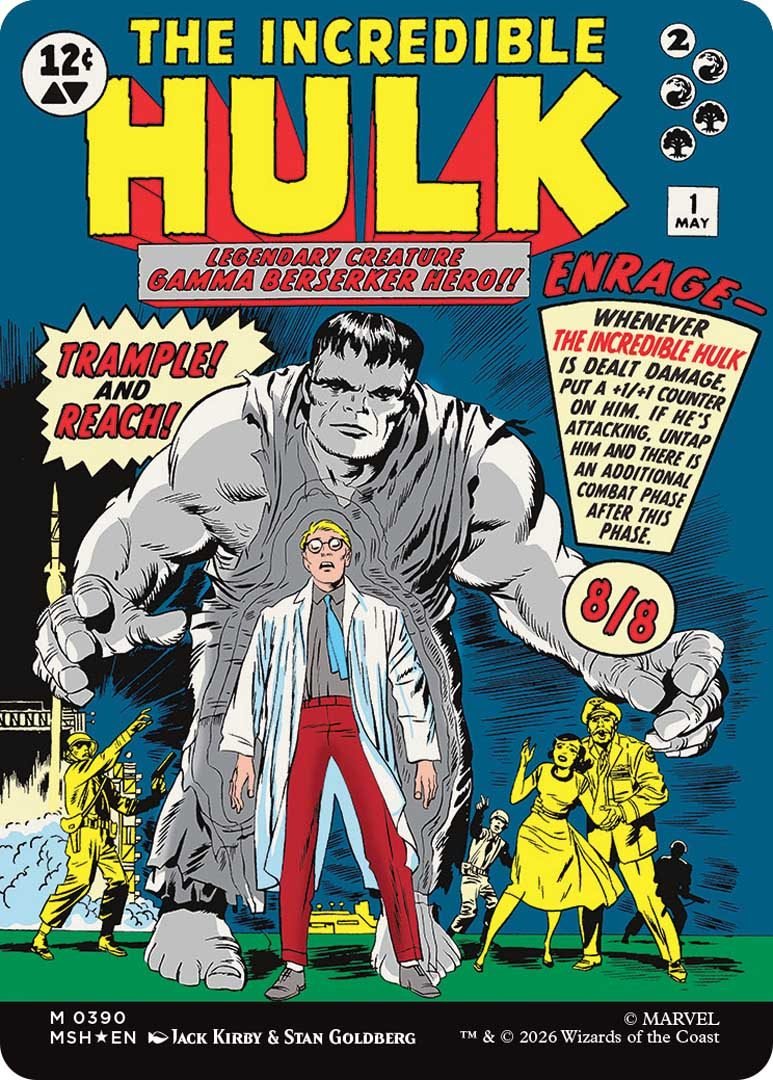 The Incredible Hulk — Borderless Source Material Treatment The Incredible Hulk premium borderless treatment MTG Marvel Super Heroes