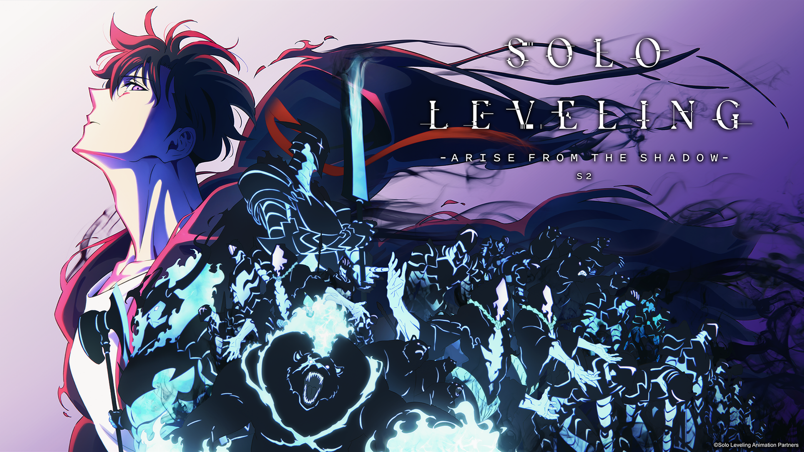 Solo Leveling Season 2 Arise from the Shadow official key visual featuring Sung Jin-Woo