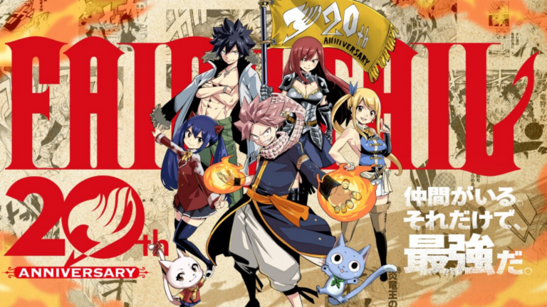 Fairy Tail 20th anniversary key art featuring Natsu Dragneel