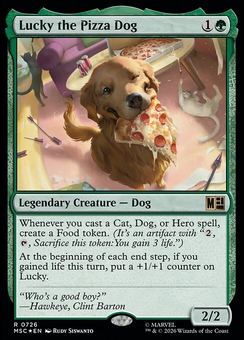Lucky the Pizza Dog MTG Marvel Super Heroes Commander card