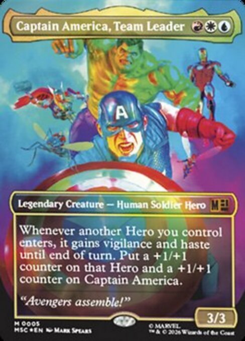 Captain America, Team Leader — MTG Marvel Super Heroes Commander card