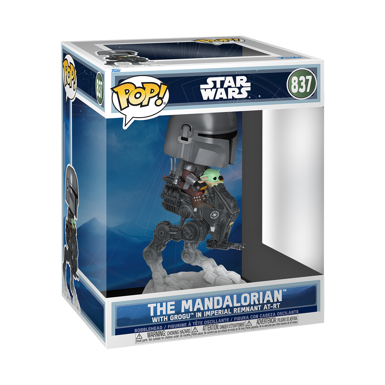 Funko Pop Rides Deluxe Mandalorian with Grogu in Imperial Remnant AT-RT official product shot