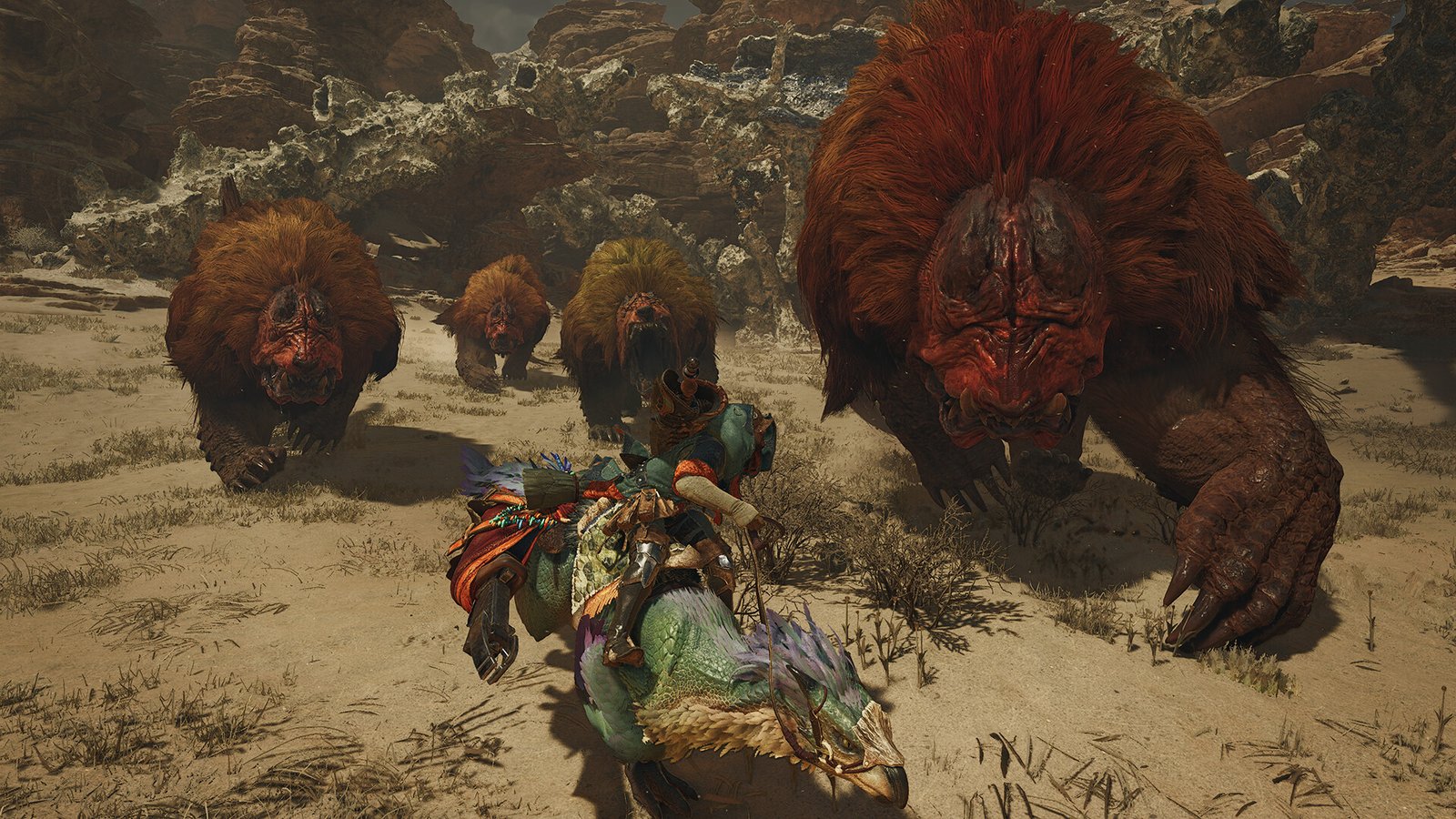 Hunter fighting a monster with a C-tier weapon in Monster Hunter Wilds