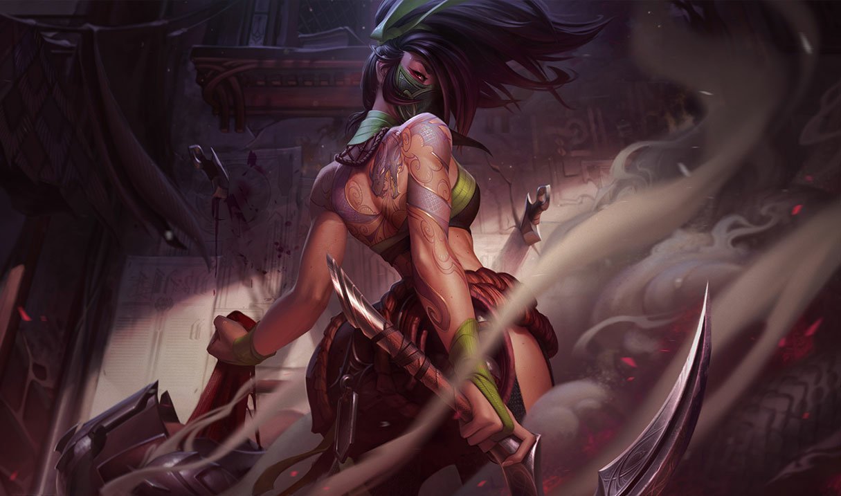 Akali, the Rogue Assassin, official League of Legends art featured in Riftbound Vendetta
