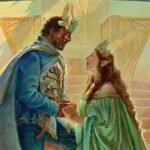 Aragorn and Arwen, Wed, official Magic: The Gathering Box Topper card art from The Hobbit