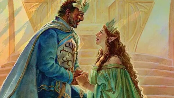 MTG The Hobbit Box Topper Card Previews: Every Confirmed Pull So Far Aragorn and Arwen, Wed, official Magic: The Gathering Box Topper card art from The Hobbit