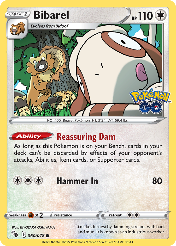Bibarel Pokemon GO set official Pokemon TCG card