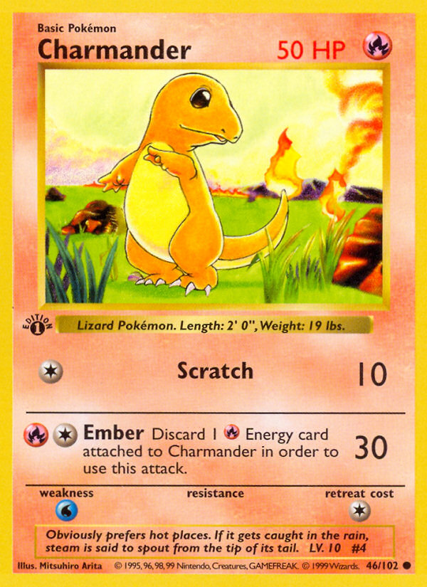 Charmander Base Set official Pokemon TCG card