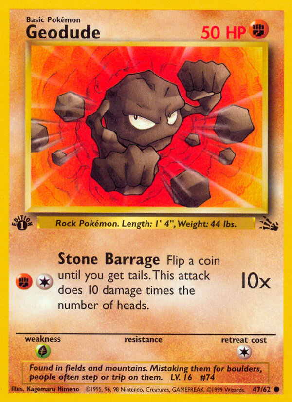 Geodude Fossil Set official Pokemon TCG card