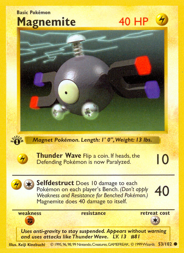 Magnemite Base Set 1st Edition #53 official Pokemon TCG card