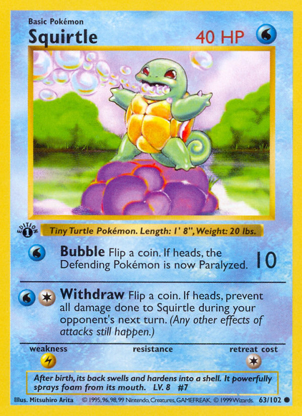 Squirtle Base Set official Pokemon TCG card