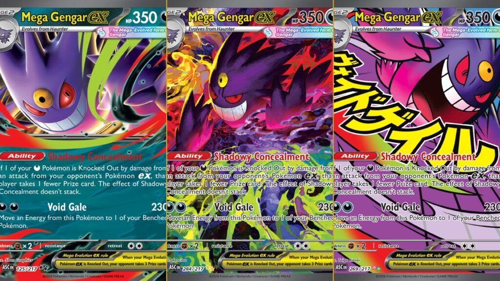 Official Mega Gengar ex card art from Pokemon TCG Ascended Heroes