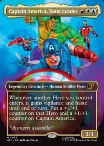 Captain America, Team Leader, the face commander of the Avengers Assemble MTG Commander precon