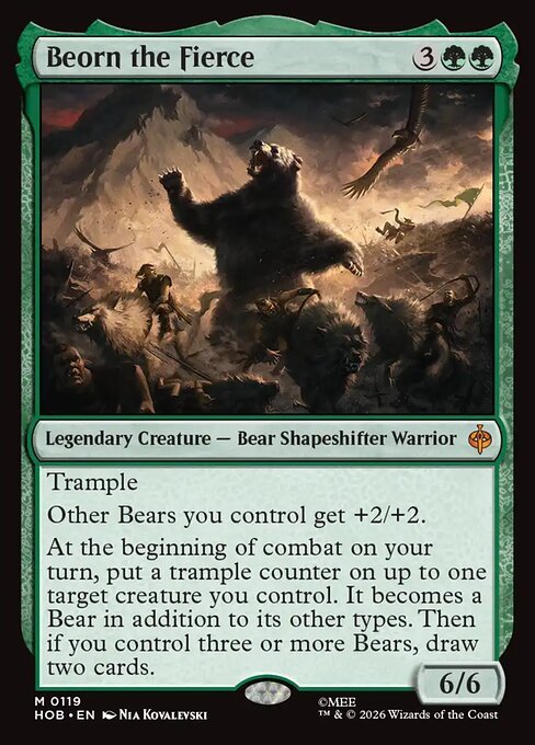 Beorn the Fierce, official Magic: The Gathering The Hobbit card