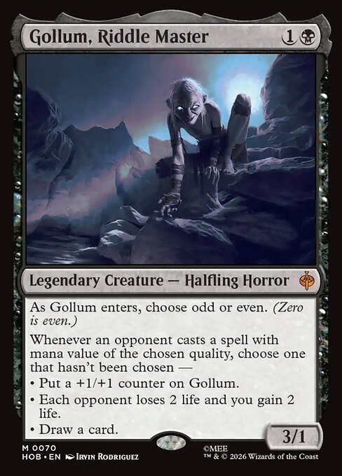 Gollum, Riddle Master, official Magic: The Gathering The Hobbit card