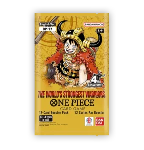 Official OP-17 The World's Strongest Warriors booster pack art, One Piece Card Game 4th Anniversary set
