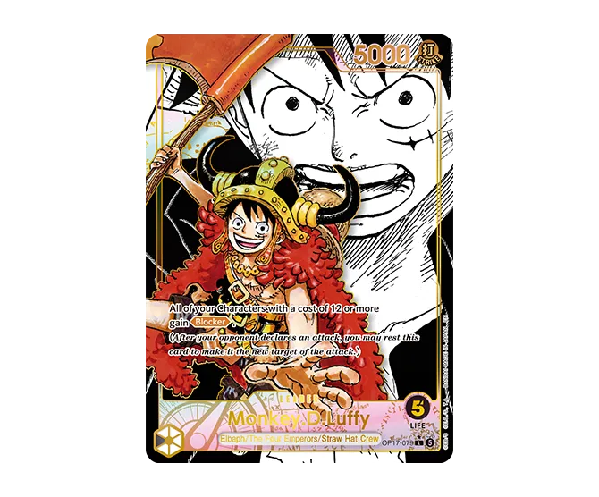 Monkey D. Luffy Super Leader Parallel card, OP17-079, from One Piece TCG OP-17