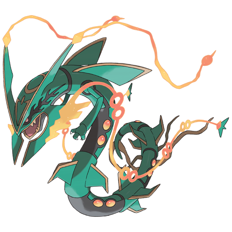 Official artwork of Mega Rayquaza, tied for the highest Pokemon base stat total