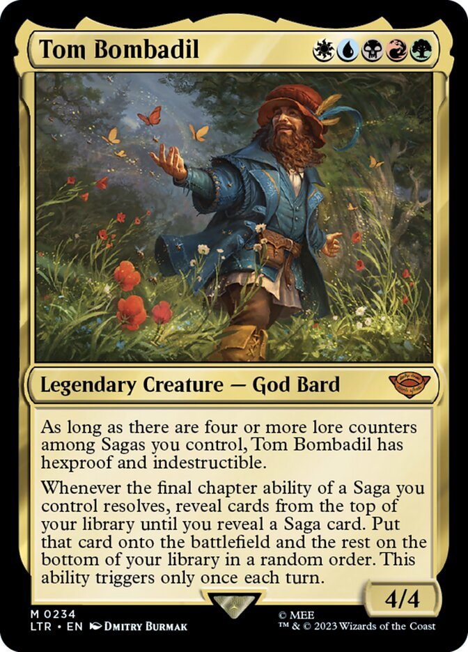 Tom Bombadil, Tales of Middle-earth MTG card art, the five-color Commander build-around