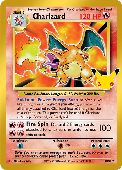 Classic Collection Charizard reprint from Pokemon TCG 30th Celebration