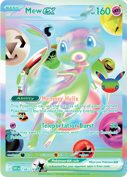 Futuristic Rare Mewtwo card from Pokemon TCG 30th Celebration, illustrated by YOSHIROTTEN