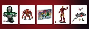 LEGO Doctor Doom Bust, Funko Peni Parker, LEGO Marvel Advent Calendar, LEGO Iron Man Mark 3 and LEGO Doomsday Quinjet