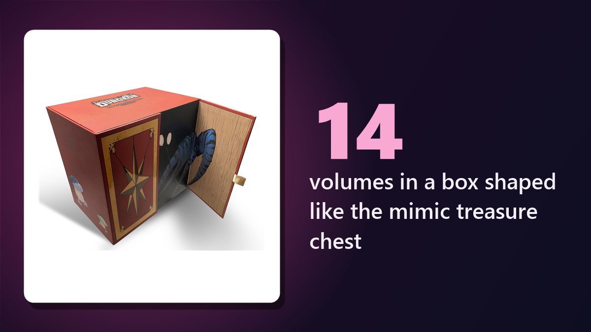 Delicious in Dungeon Complete Box Set shaped like the mimic treasure chest