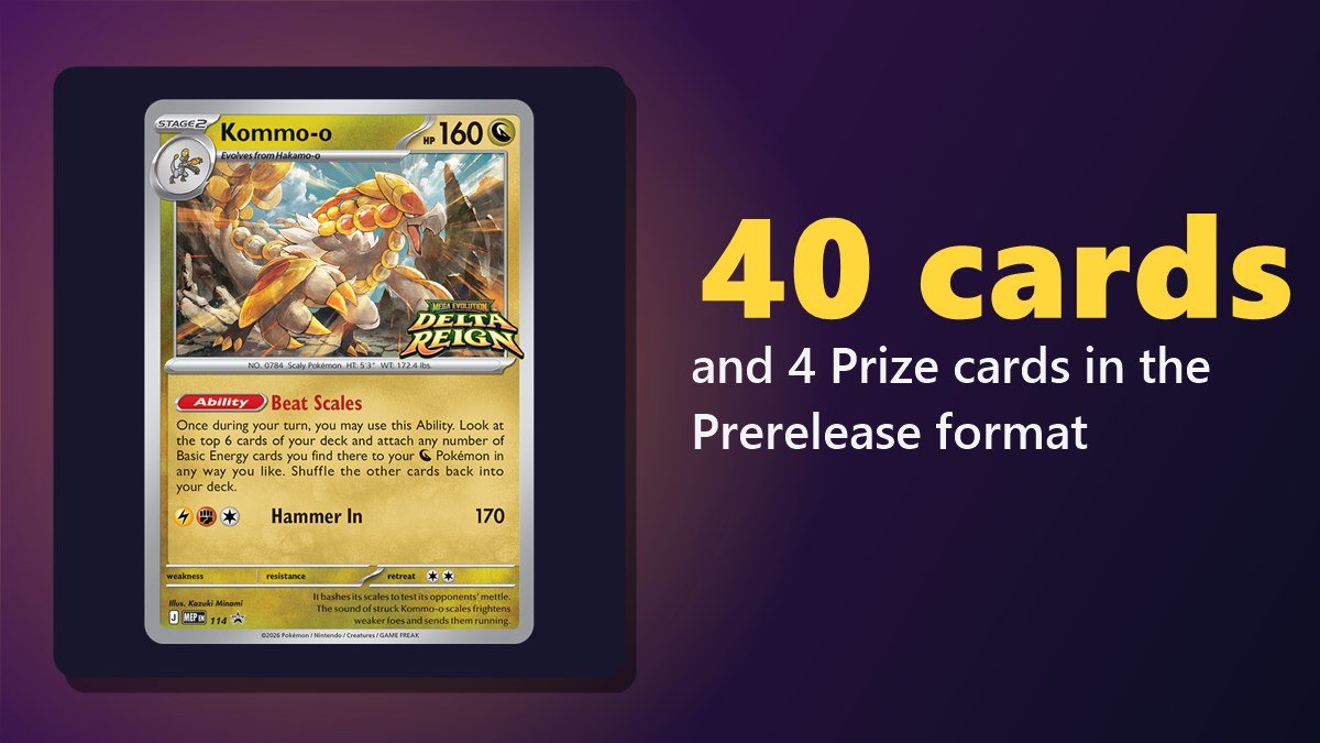 Kommo-o Delta Reign prerelease promo card, with the Prerelease format rules