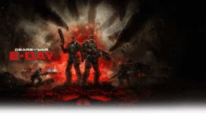 Gears of War E-Day key art, Marcus Fenix and Dom during Emergence Day