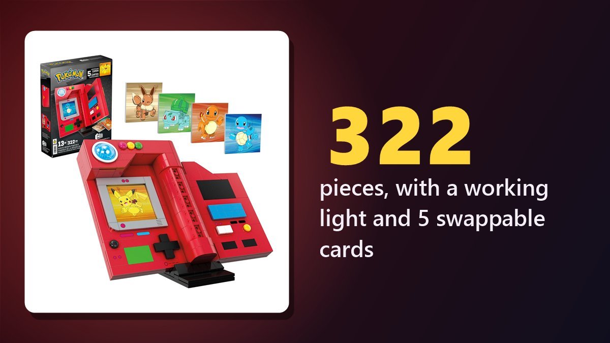 MEGA Pokemon Kanto Region Pokedex building set with lenticular cards