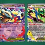 Mega Golisopod ex, Mega Golurk ex, Mega Rayquaza ex and Mega Malamar ex cards from Pokemon TCG Delta Reign
