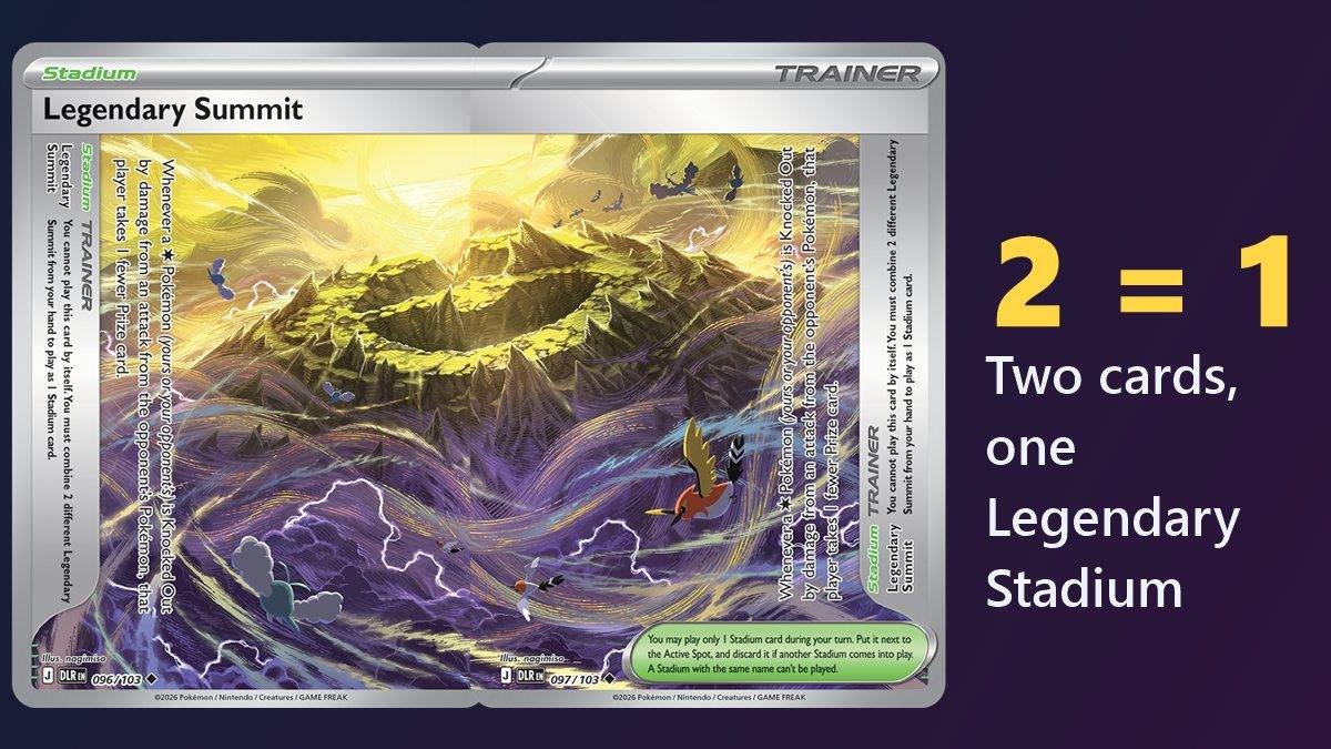 Legendary Summit, a two-card Legendary Stadium from Pokémon Delta Reign, shown as one panorama
