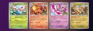 Delta Reign prerelease promo cards: Masquerain, Magmortar, Enamorus and Kommo-o