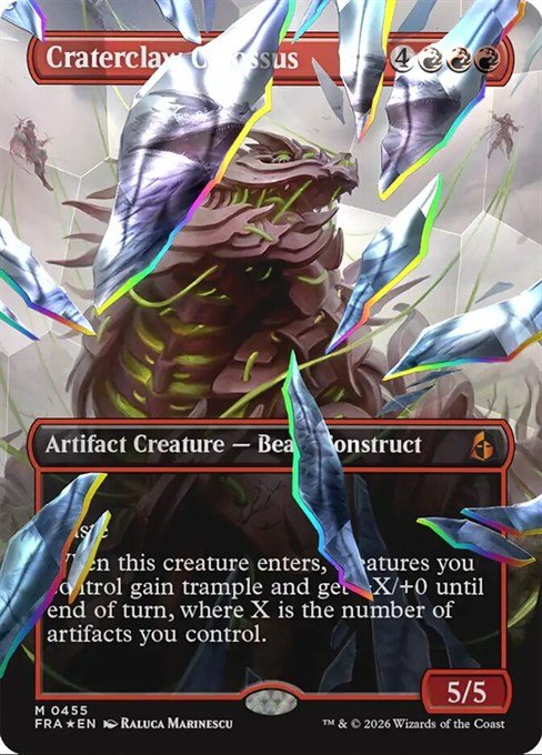 Craterclaw Colossus facet foil Shattered Mirror card from MTG Reality Fracture, 455