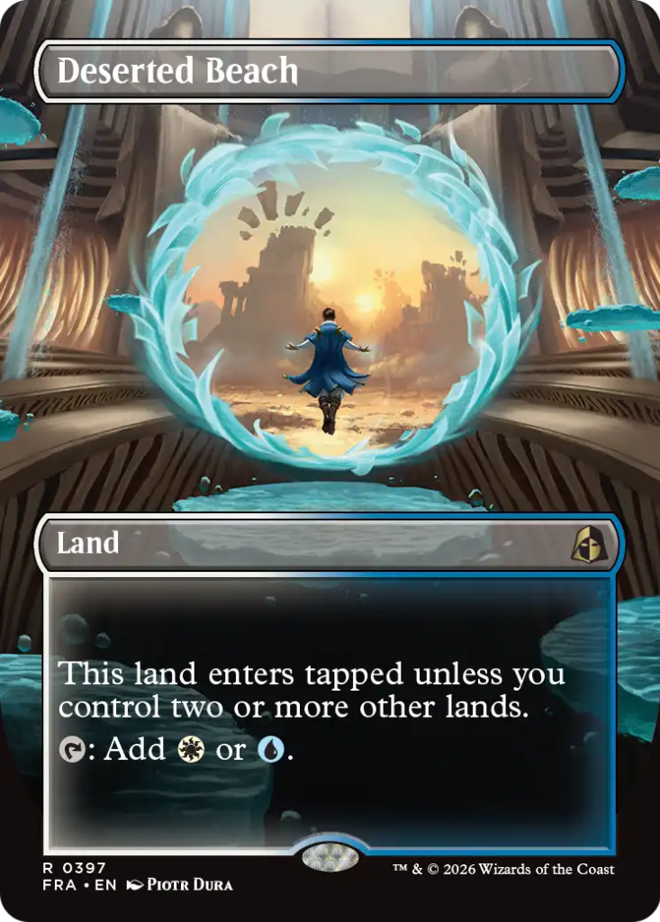 Deserted Beach borderless portal view land from MTG Reality Fracture