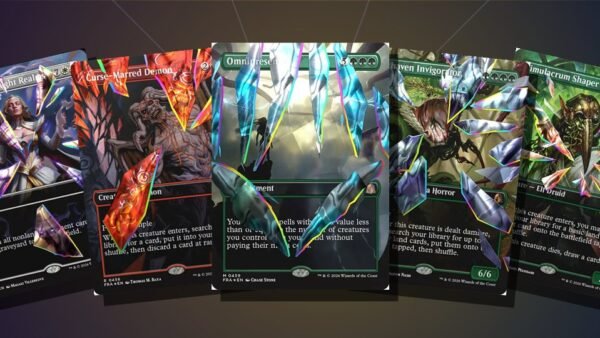 MTG Reality Fracture Chase Cards: Most Expensive Cards and What to Pull Five facet foil Shattered Mirror cards from MTG Reality Fracture fanned out: Return to the Light Realms, Curse-Marred Demon, Omnipresence, Hexhaven Invigorator and Simulacrum Shaper