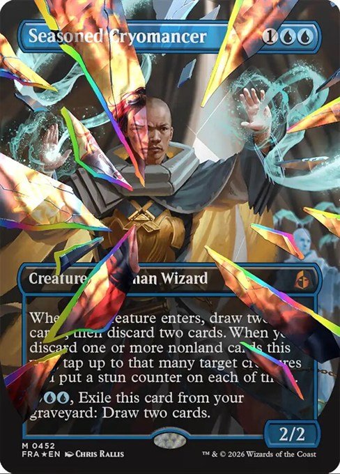 Seasoned Cryomancer facet foil Shattered Mirror card from MTG Reality Fracture, 452