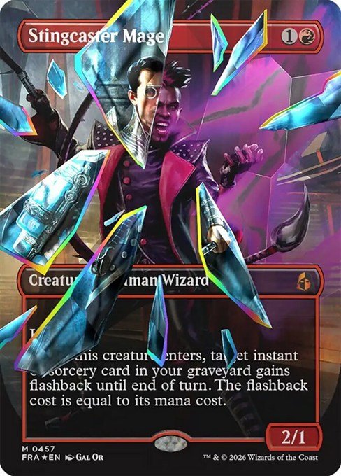 Stingcaster Mage facet foil Shattered Mirror card from MTG Reality Fracture, 457