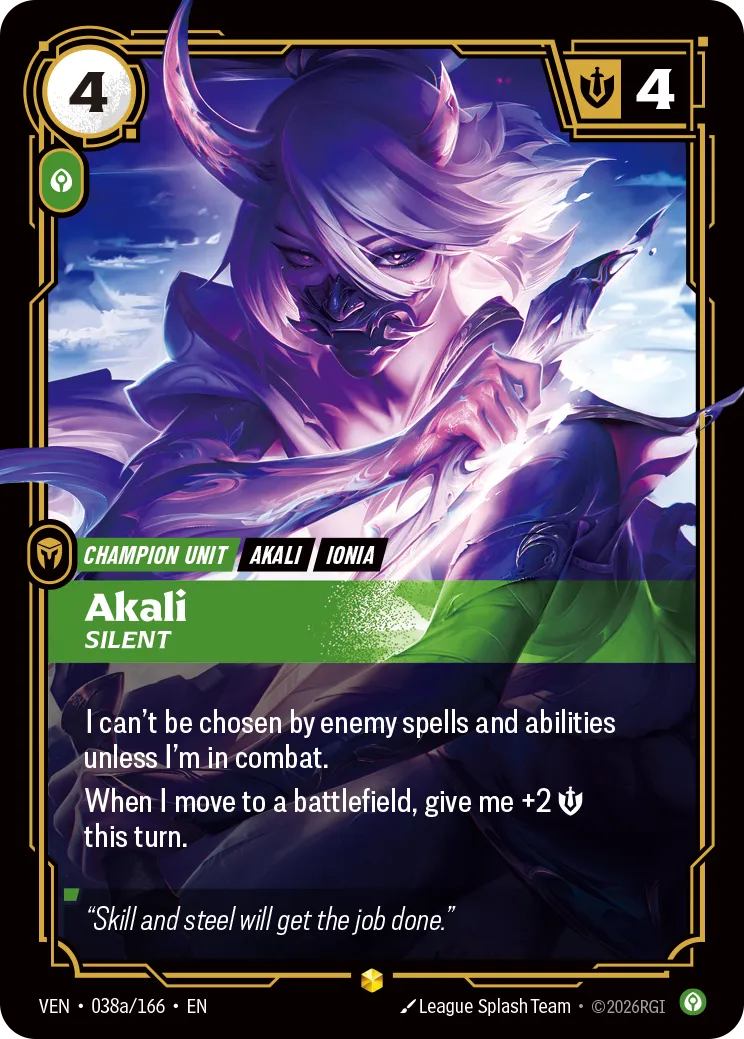 Akali, Silent card art from Riftbound Vendetta