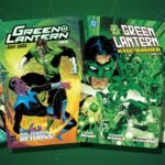 Green Lantern comic collections fanned out: The Sinestro Corps War Compendium, Green Lantern by Geoff Johns Book One, Kyle Rayner Vol. 1 and War Journal Vol. 1