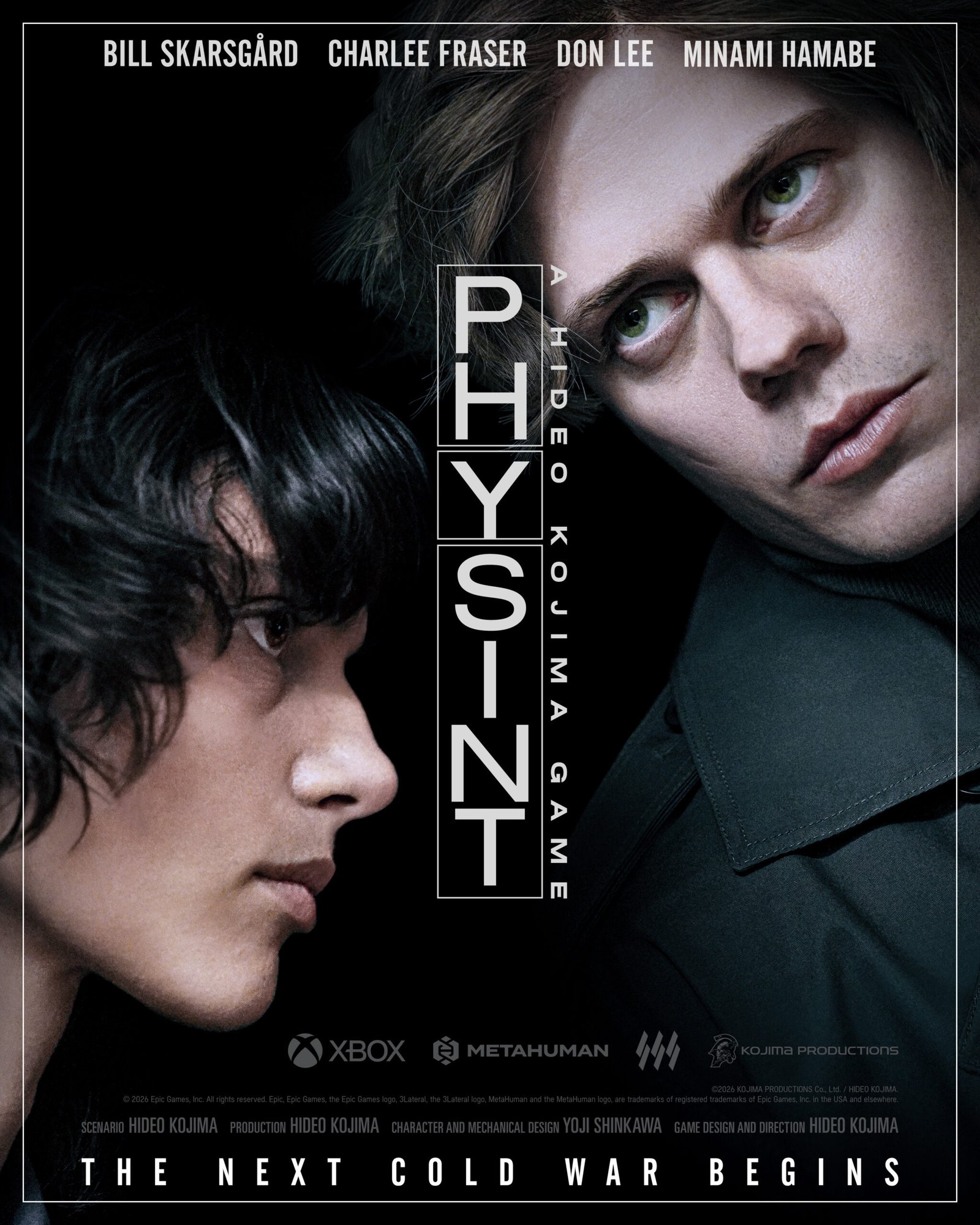 PHYSINT poster featuring Bill Skarsgard and Charlee Fraser, The Next Cold War Begins tagline