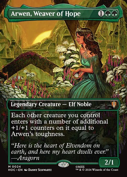Arwen, Weaver of Hope box topper card from MTG The Hobbit