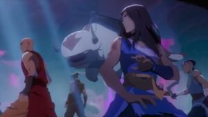 Adult Aang, Katara and Sokka with Appa in Avatar Aang: The Last Airbender
